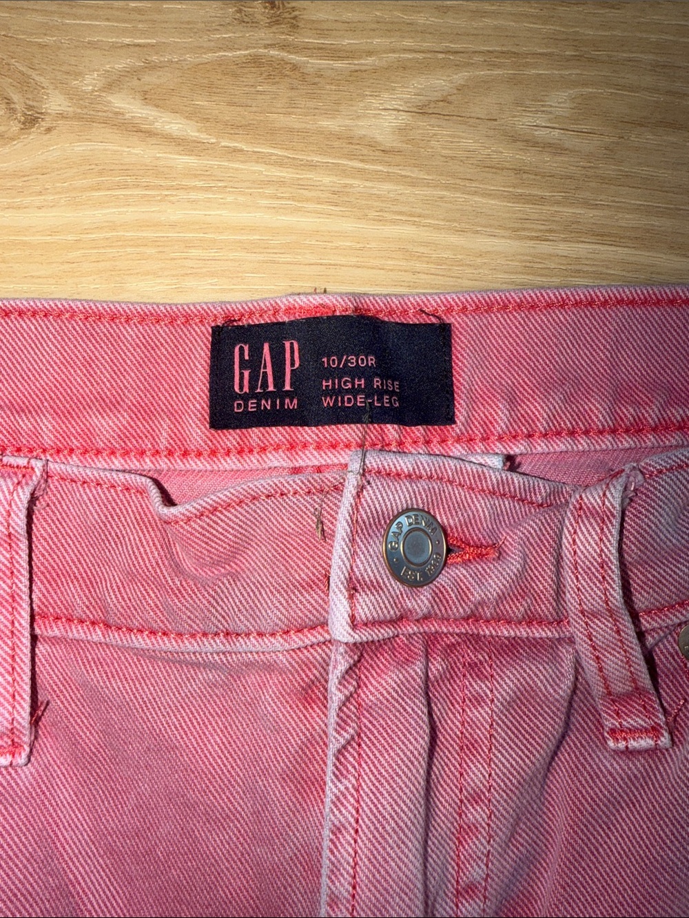 GAP Pink Wide-Leg Jeans with Raw Hem size 10/30 regular - Picture 5 of 7
